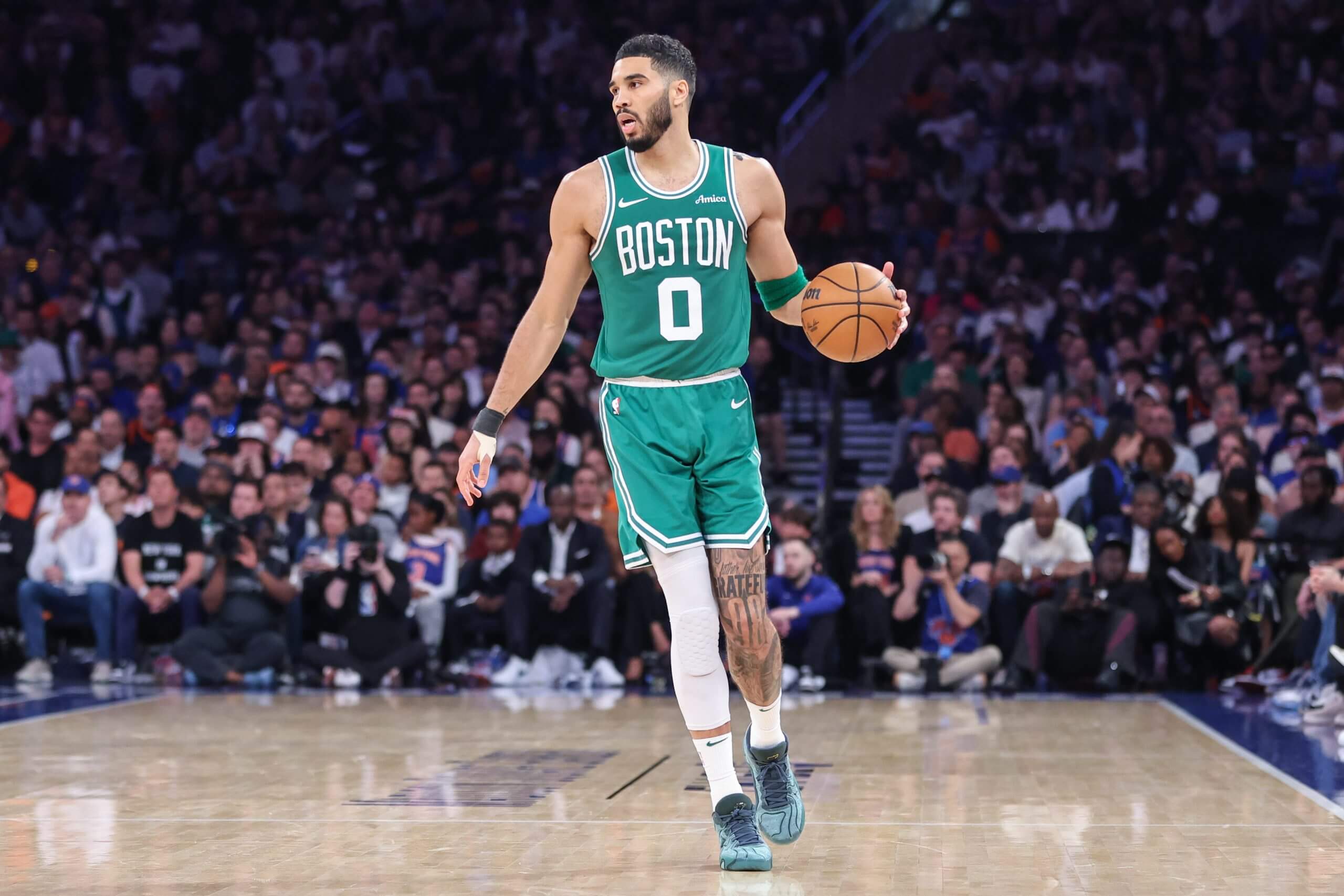 Boston Celtics forward Jayson Tatum (0) during game three of the second round of the 2025 NBA Playoffs at Madison Square Garden.