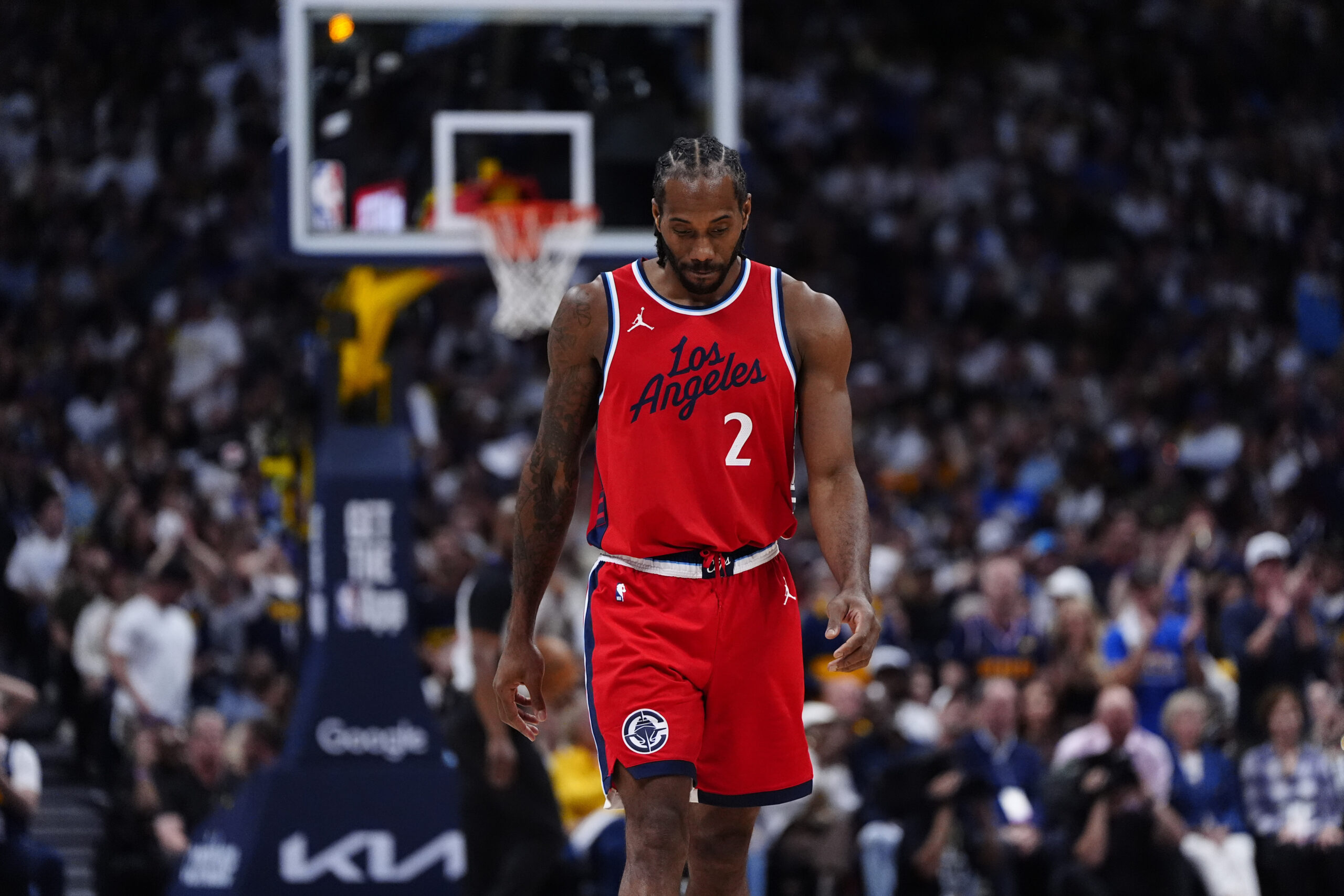 LA Clippers forward Kawhi Leonard (2) during the third quarter against the Denver Nuggets during game seven.