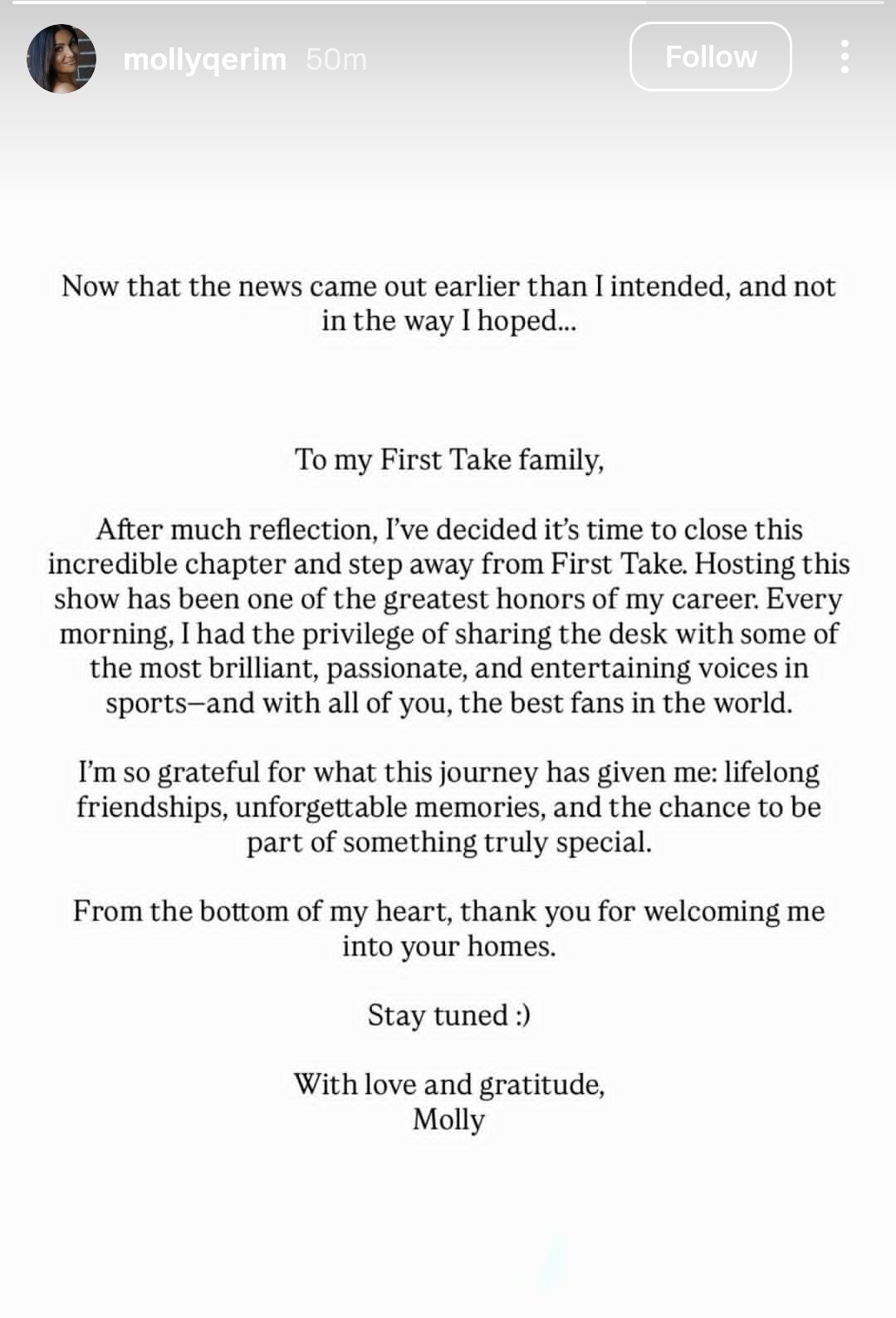 Molly Qerim Set To Leave First Take After 10 Years At ESPN