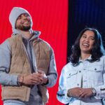 Warriors guard Stephen Curry and wife Ayesha Curry during the 2022 NBA All-Star Saturday Night at Rocket Mortgage Field House
