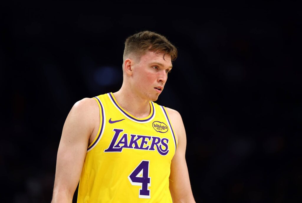Lakers guard Dalton Knecht against the Suns during an NBA preseason game at Mortgage Matchup Center
