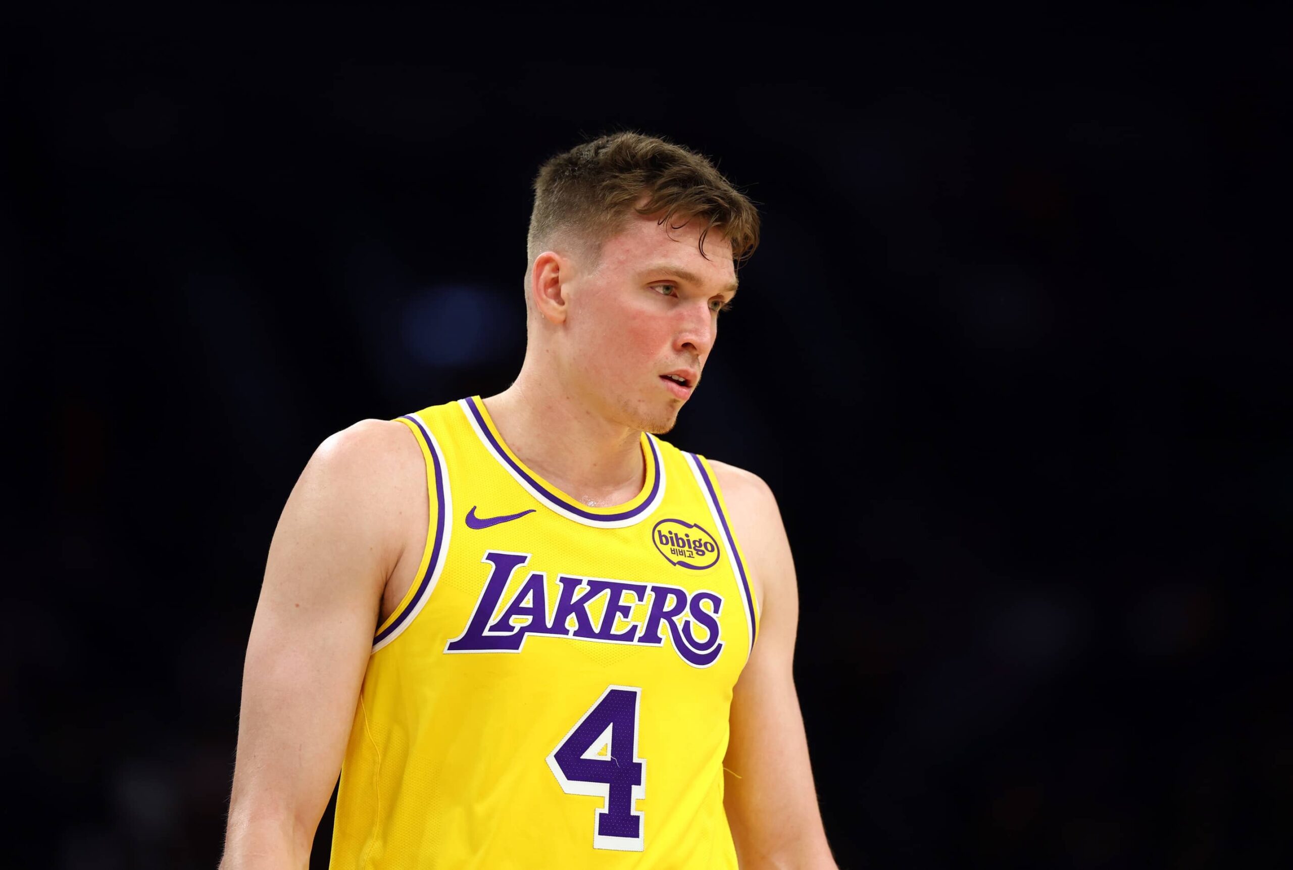 Lakers guard Dalton Knecht against the Suns during an NBA preseason game at Mortgage Matchup Center