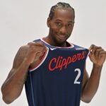 Clippers forward Kawhi Leonard poses during media day at Intuit Dome