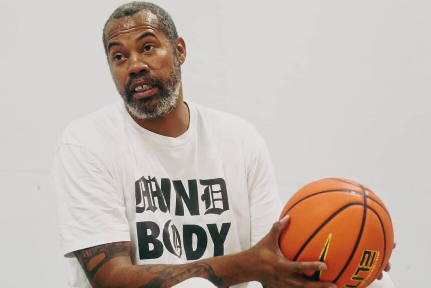Rasheed Wallace answers questions during a practice for Memphis’ Tennessee Collegiate Academy as they prepare for their first season in Nike EYBL Scholastic League on Sept. 3, 2025 at 237 Woodland Lake Drive in Memphis, Tenn.