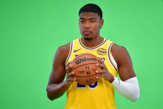 Lakers forward Rui Hachimura during media day at UCLA Health Training Center