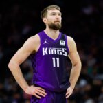 Feb 5, 2025; Sacramento, California, USA; Sacramento Kings forward Domantas Sabonis (11) looks on during the third quarter against the Orlando Magic at Golden 1 Center. Mandatory Credit: Sergio Estrada-Imagn Images