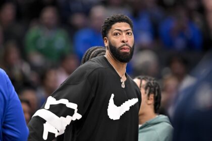 Dallas Mavericks forward Anthony Davis (3) looks on during the second half against the Memphis Grizzlies at the American Airlines Center. Mandatory Credit: Jerome Miron-Imagn Images