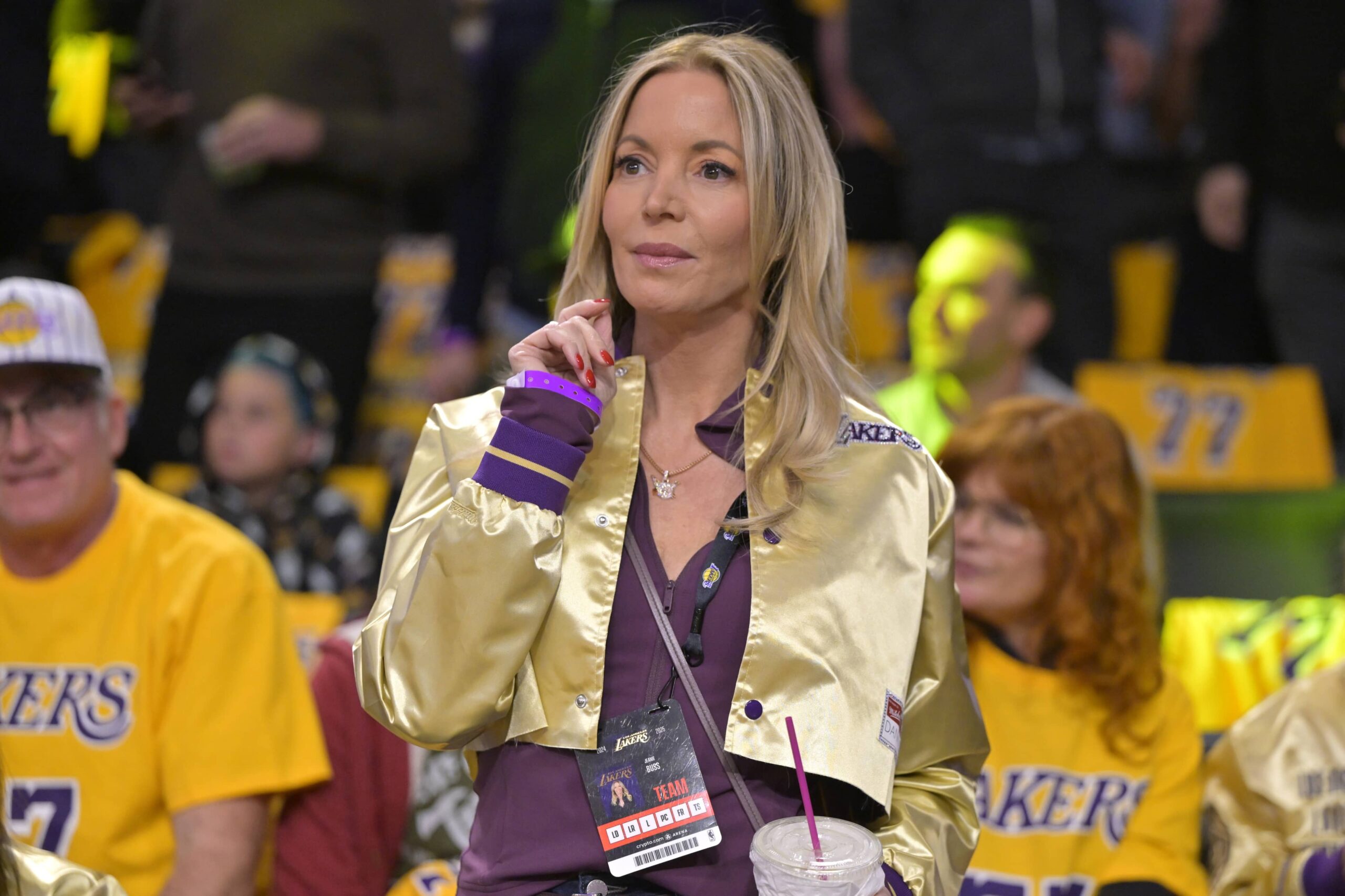Owner and president of the Los Angeles Lakers Jeanie Buss attends the game against the Utah Jazz at Crypto.com Arena.