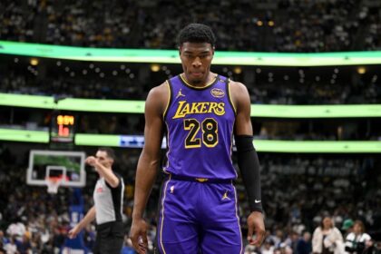 Dallas, Texas, USA; Los Angeles Lakers forward Rui Hachimura (28) during the game between the Dallas Mavericks and the Los Angeles Lakers at American Airlines Center. Mandatory Credit: Jerome Miron-Imagn Images
