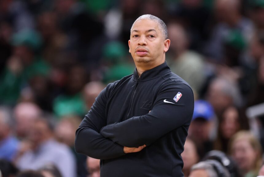 Los Angeles Clippers head coach Tyronn Lue reacts during the first half against the Boston Celtics at TD Garden.