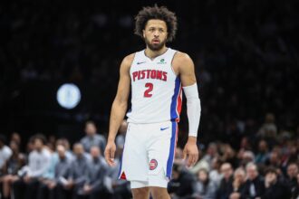 Brooklyn, New York, USA; Detroit Pistons guard Cade Cunningham (2) at Barclays Center. Mandatory Credit: Wendell Cruz-Imagn Images