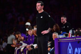 Los Angeles Lakers head coach JJ Redick watches game action against the New Orleans Pelicans during the first half at Crypto.com Arena.