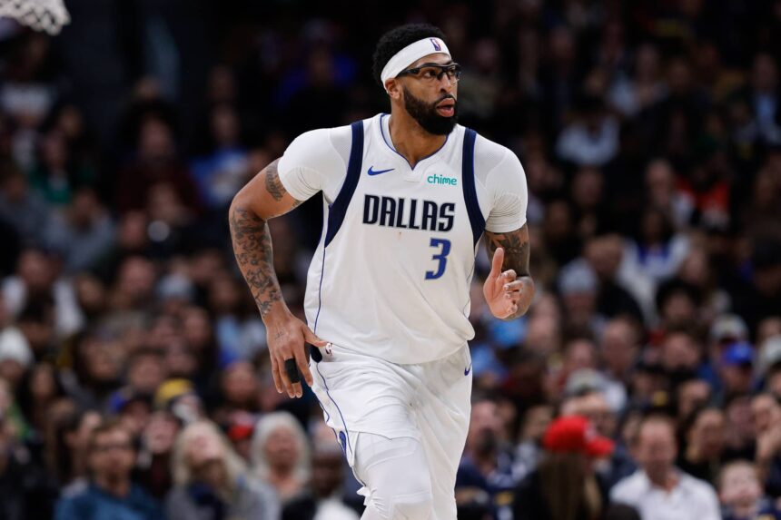Dec 1, 2025; Denver, Colorado, USA; Dallas Mavericks forward Anthony Davis (3) in the fourth quarter against the Denver Nuggets at Ball Arena. Mandatory Credit: Isaiah J. Downing-Imagn Images