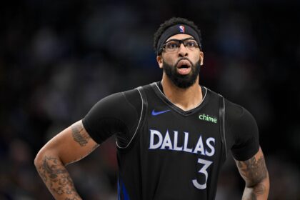 Dec 23, 2025; Dallas, Texas, USA; Dallas Mavericks forward Anthony Davis (3) looks on during the game between the Mavericks and the Nuggets at the American Airlines Center. Mandatory Credit: Jerome Miron-Imagn Images