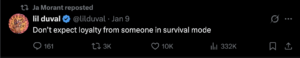 Ja Morant's repost on X.