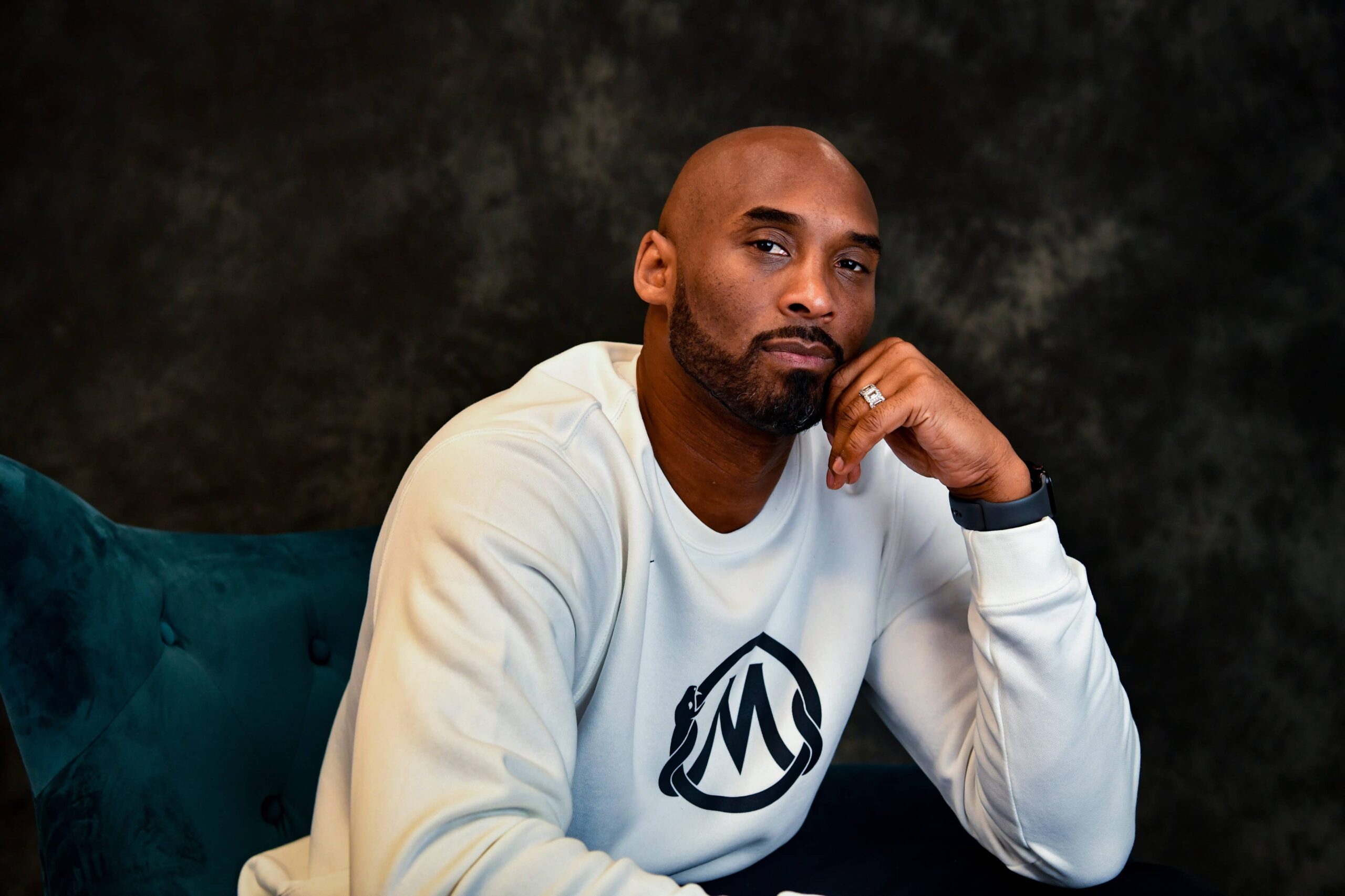 Kobe Bryant poses for a portrait inside of his office in Costa Mesa, California, on Jan. 17, 2020. Bryant, one of the greatest NBA players in history, was building an impressive resume in his post-basketball career, including winning an Academy Award.