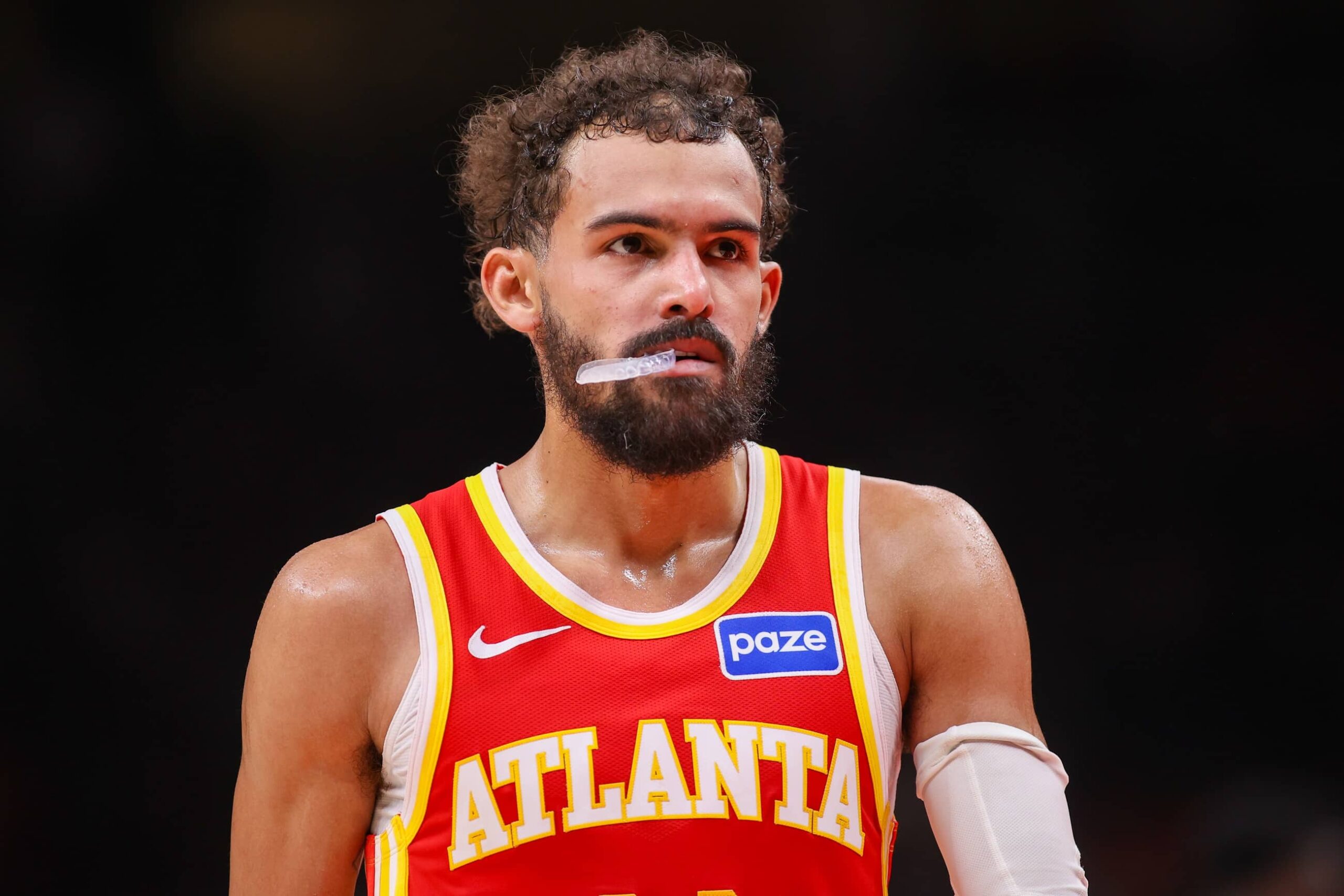 Atlanta, Georgia, USA; Atlanta Hawks guard Trae Young (11) in action against the New York Knicks in the third quarter at State Farm Arena. Mandatory Credit: Brett Davis-Imagn Images