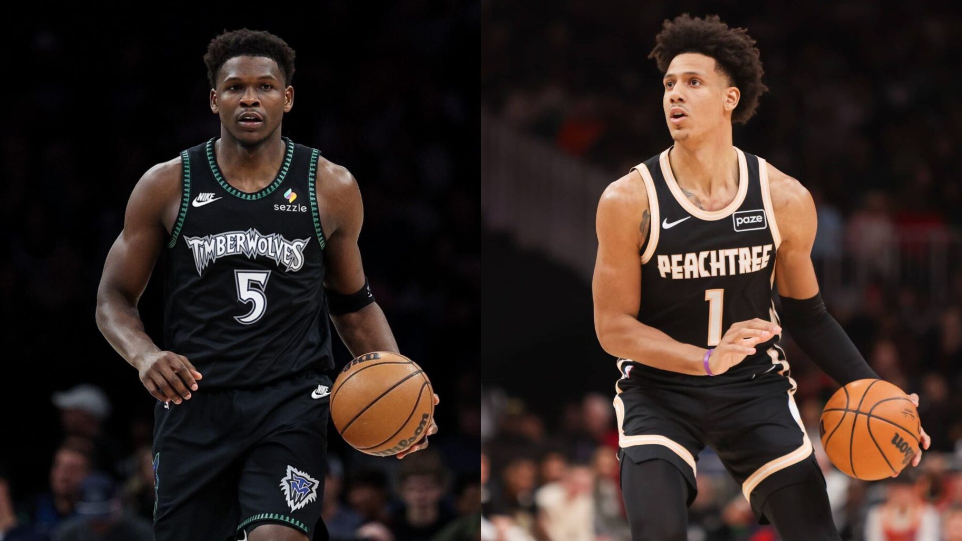 Anthony Edwards sparks rumors of partnering up with Jalen Johnson. Mandatory Credit: Imagn Images.