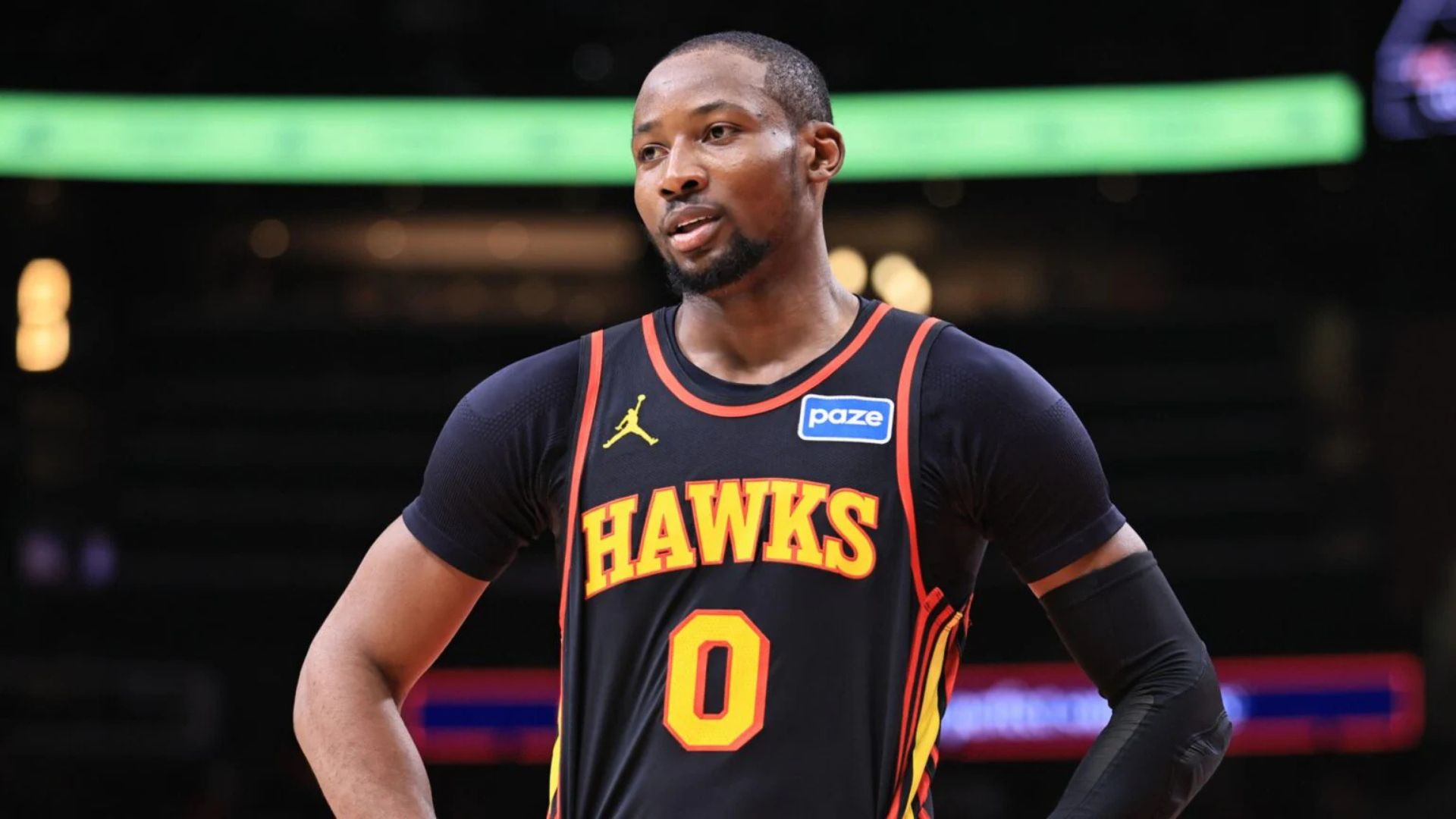 Jonathan Kuminga looks on during the Hawks game against the Wizards. Mandatory Credit: nba.com