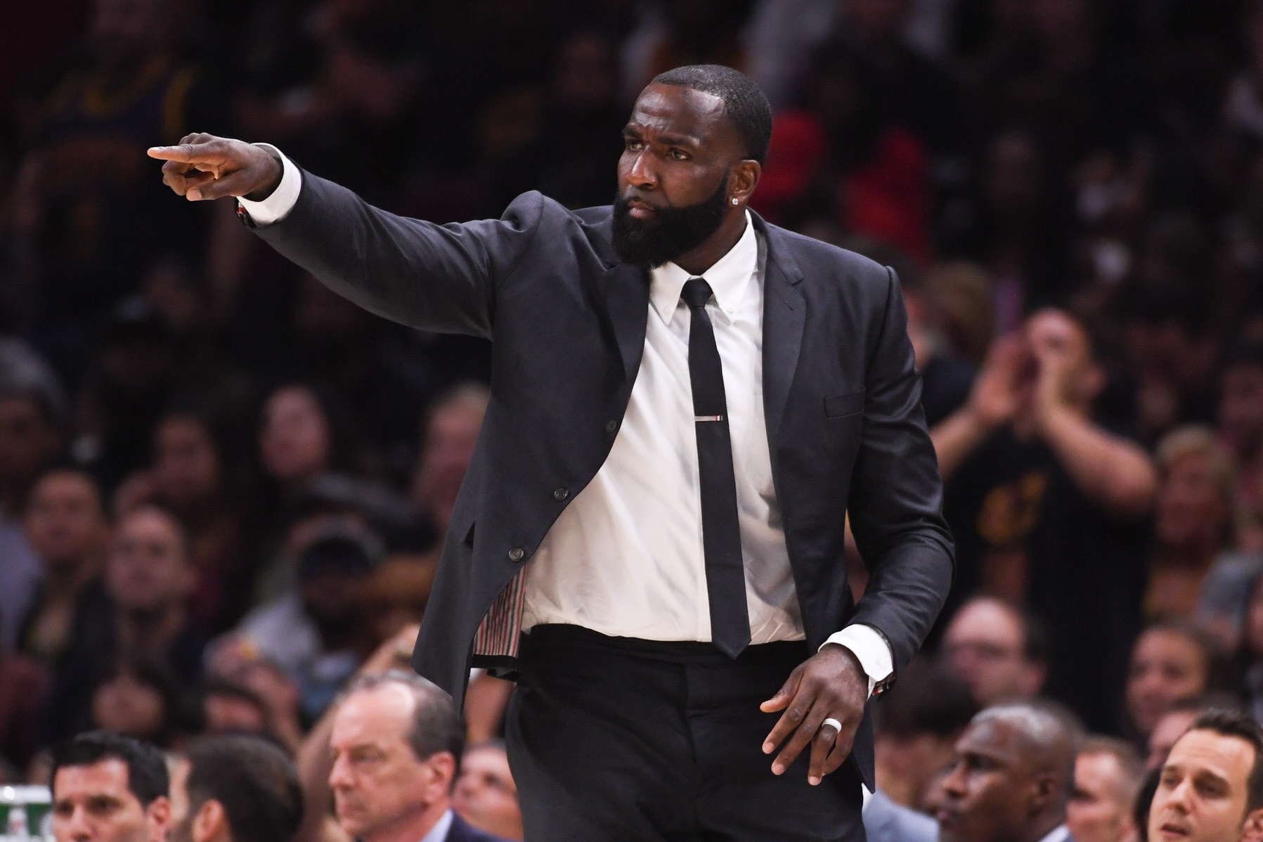 Cleveland Cavaliers center Kendrick Perkins (21) during the second quarter in game four of the 2018 NBA Finals against the Golden State Warriors at Quicken Loans Arena. The Warriors defeated the Cavaliers 108-85 to complete a four-game sweep.