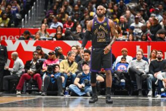Jan 30, 2026; Washington, District of Columbia, USA; Los Angeles Lakers forward LeBron James (23) on the court against the Washington Wizards during the second half at Capital One Arena. Mandatory Credit: Brad Mills-Imagn Images