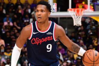 LOS ANGELES, CA - FEBRUARY 20: Bennedict Mathurin #9 of the LA Clippers dribbles the ball during the game against the Los Angeles Lakers on February 20, 2026 at Crypto.Com Arena in Los Angeles, California. NOTE TO USER: User expressly acknowledges and agrees that, by downloading and/or using this Photograph, user is consenting to the terms and conditions of the Getty Images License Agreement. Mandatory Copyright Notice: Copyright 2026 NBAE (Photo by Adam Pantozzi/NBAE via Getty Images)