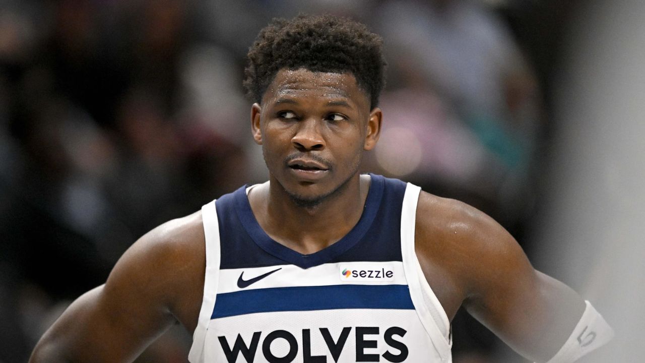 Mar 30, 2026; Dallas, Texas, USA; Minnesota Timberwolves guard Anthony Edwards (5) looks on during the second half against the Dallas Mavericks at the American Airlines Center. Mandatory Credit: Jerome Miron-Imagn Images