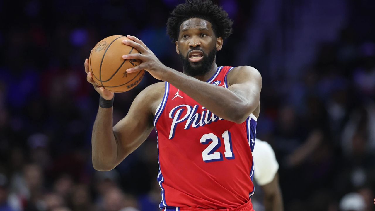 Apr 3, 2026; Philadelphia, Pennsylvania, USA; Philadelphia 76ers center Joel Embiid (21) controls the ball against the Minnesota Timberwolves during the second quarter at Xfinity Mobile Arena. Mandatory Credit: Bill Streicher-Imagn Images