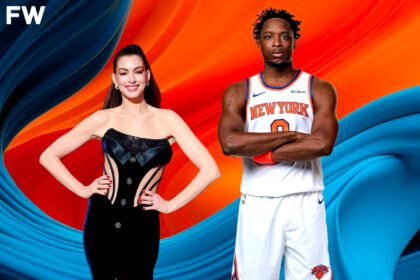 Knicks Superfan Anne Hathaway On OG Anunoby Almost Crashing Into Her: "Time Slowed Down"