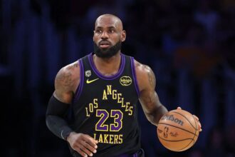 LOS ANGELES, CALIFORNIA - MAY 11: LeBron James #23 of the Los Angeles Lakers dribbles the ball against the Oklahoma City Thunder in Game Four of the Second Round of the NBA Western Conference Playoffs at Crypto.com Arena on May 11, 2026 in Los Angeles, California. (Photo by Luke Hales/Getty Images)