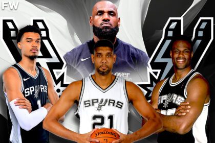 LeBron James is in awe of the Spurs' luck with drafting generational big men. Mandatory Credit: Fadeaway World
