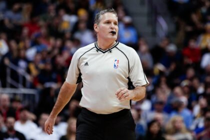 Jan 21, 2017; Denver, CO, USA; NBA referee Monty McCutchen (13) in the third quarter of the game between the Denver Nuggets and the Los Angeles Clippers at the Pepsi Center. The Nuggets won 123-98. Mandatory Credit: Isaiah J. Downing-Imagn Images