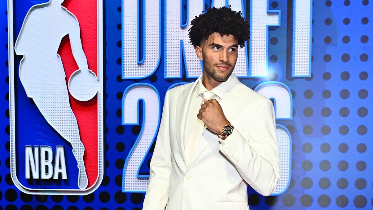 BROOKLYN, NY - JUNE 23: Cam Boozer poses for a photo during the 2026 NBA Draft - Round One on June 23, 2026 at Barclays Center in Brooklyn, New York. (Photo by Catalina Fragoso/NBAE via Getty Images)