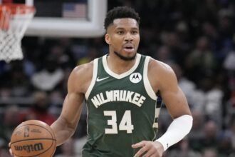 Mar 7, 2026; Milwaukee, Wisconsin, USA; Milwaukee Bucks forward Giannis Antetokounmpo (34) bring the ball up court against the Utah Jazz at Fiserv Forum. Mandatory Credit: Michael McLoone-Imagn Images