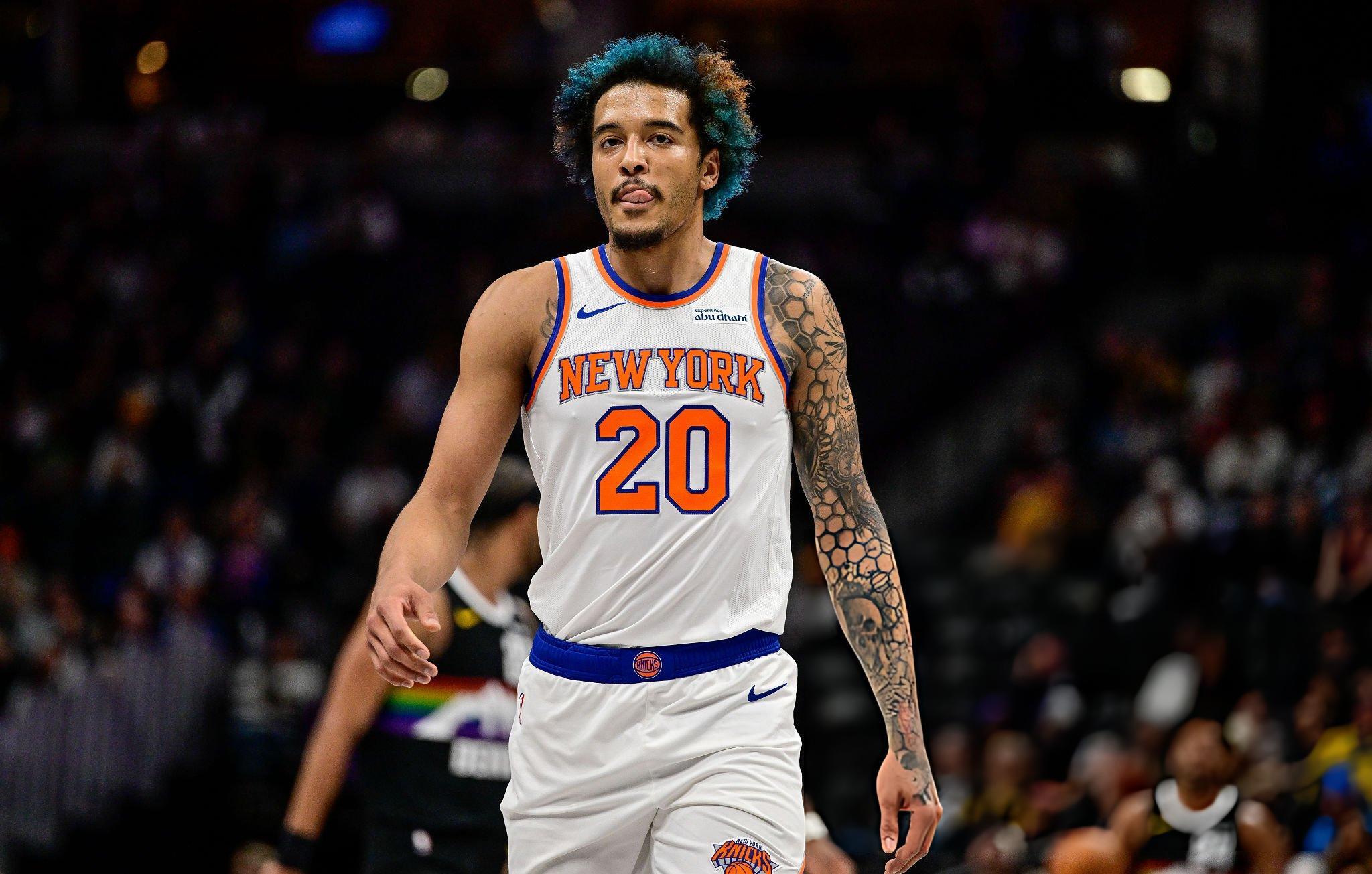 Jeremy Sochan #20 of the New York Knicks at Ball Arena on March 6, 2026 in Denver, Colorado. NOTE TO USER: User expressly acknowledges and agrees that, by downloading and or using this photograph, User is consenting to the terms and conditions of the Getty Images License Agreement.