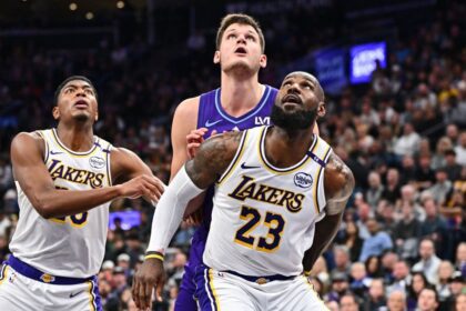 SALT LAKE CITY, UT - DECEMBER 1: LeBron James #23 of the Los Angeles Lakers boxes out during the game against the Utah Jazz on December 1, 2024 at Delta Center in Salt Lake City, Utah. (Photo by Jamie Sabau/NBAE via Getty Images)