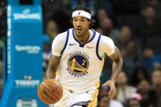 Willie Cauley-Stein #2 of the Golden State Warriors brings the ball up the court during their game against the Charlotte Hornets at Spectrum Center on December 04, 2019, in Charlotte, North Carolina.
