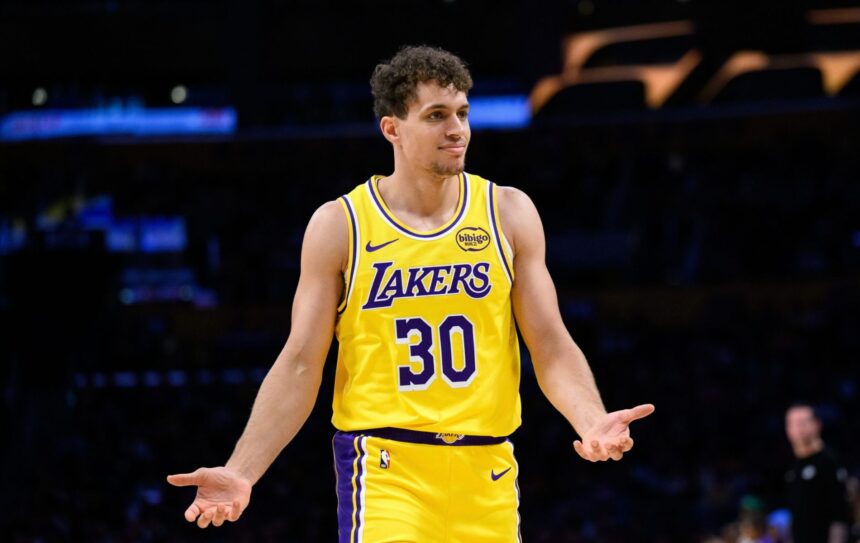 Chris Manon looks on during a Lakers game. Mandatory Credit: William Liang - Imagn Images