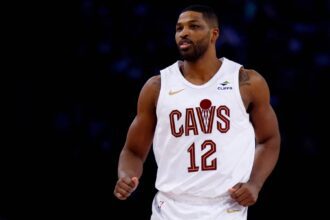 Tristan Thompson during a game between the Cavaliers and the Nets.