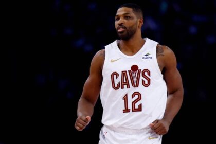 Tristan Thompson during a game between the Cavaliers and the Nets.