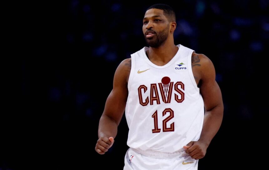 Tristan Thompson during a game between the Cavaliers and the Nets.