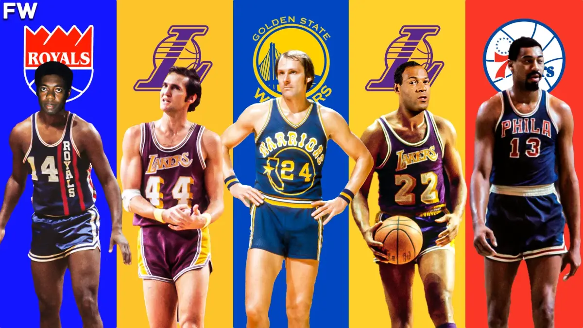 1967 All-NBA First Team: Oscar Robertson, Jerry West, Rick Barry, Elgin Baylor, Wilt Chamberlain